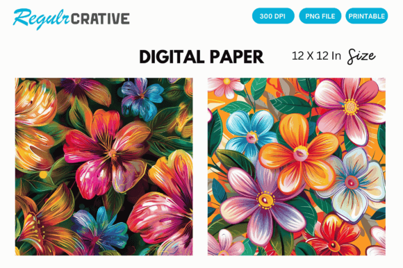 Bright Flowers Digital Paper Backgrounds: A Fresh Start
