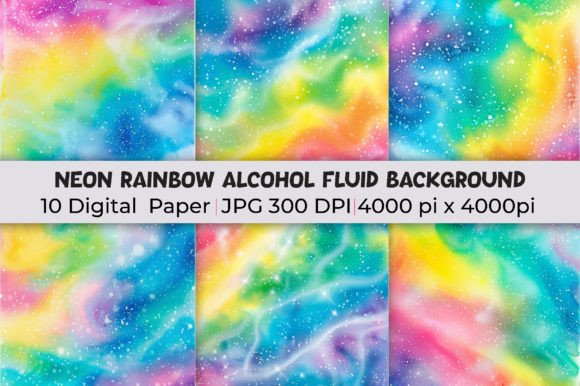 Captivating Visuals: Neon Rainbow Alcohol Fluid Backgrounds