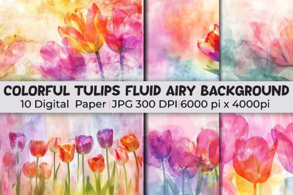 Colorful Tulips Fluid Airy Backgrounds: Elevate Your Projects