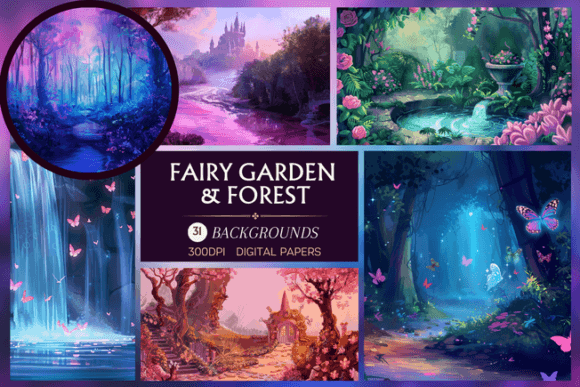 Enchanting Fairy Garden & Forest Digital Backgrounds