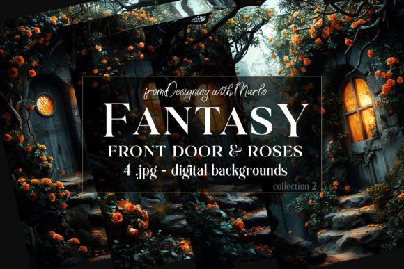Fantasy Front Door Roses Backgrounds 2: Digital Crafting Magic