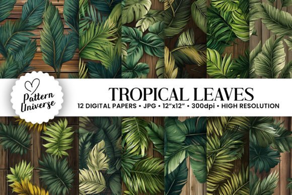 Green Wooden Tropical Leaves Backgrounds for Your Projects