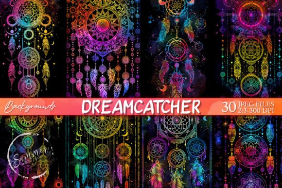 Grungy Rainbow Dreamcatchers: 30 Bold Tarot Backgrounds