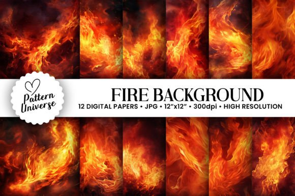 Ignite Your Projects with 12 Blazing Fire Digital Paper Backgrounds