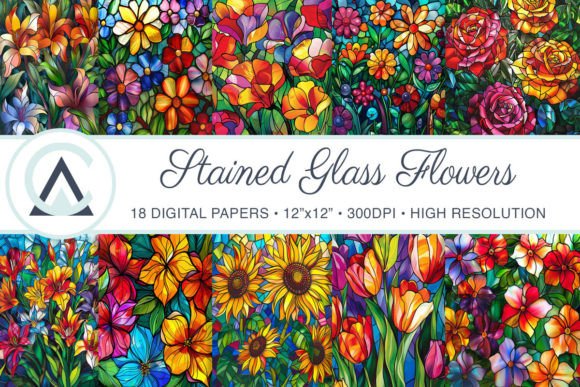 Stained Glass Flowers Backgrounds: A Creative Asset for Designers