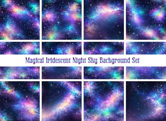 Transform Your Projects with Magical Iridescent Night Sky Backgrounds