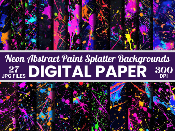 Unleash Electric Energy with Neon Abstract Paint Splatter Backgrounds